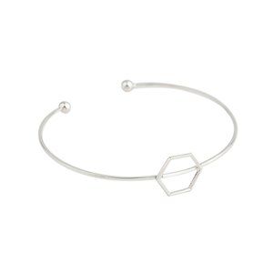 Open Hexagon Cuff Bracelet in Sterling Silver.